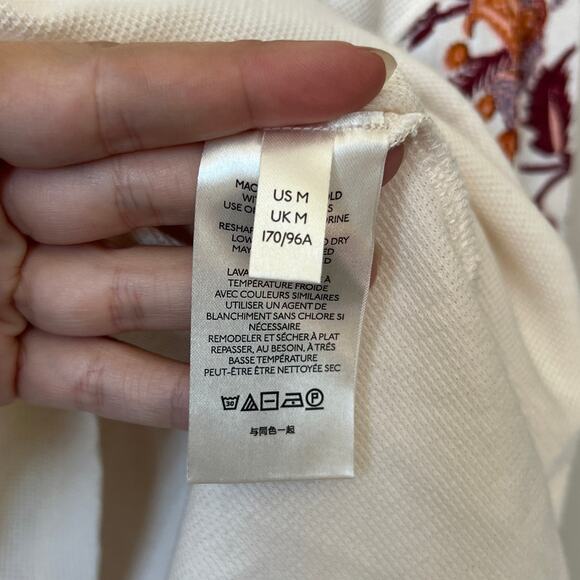 Anthropologie Annette White Waffle Knit Floral Sleeve Top Size M - Picture 5 of 7